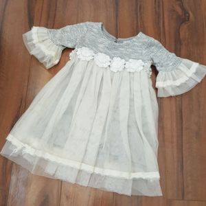 Baby Toddler Dress Gray Flowers Tulle 18M